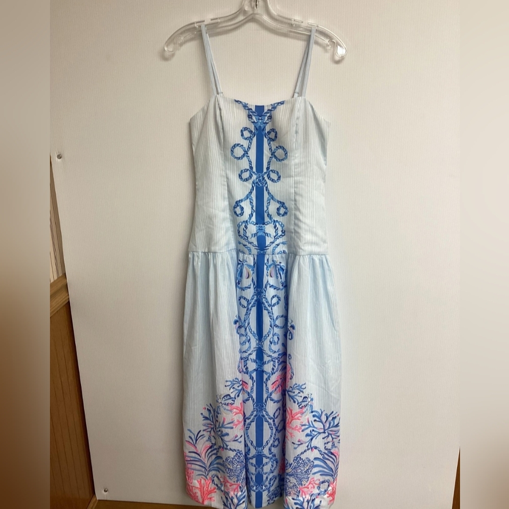 NWT Lilly Pulitzer Size 0 Saylar Maxi Dress in Multi Naut Today Engineered - Picture 2 of 2